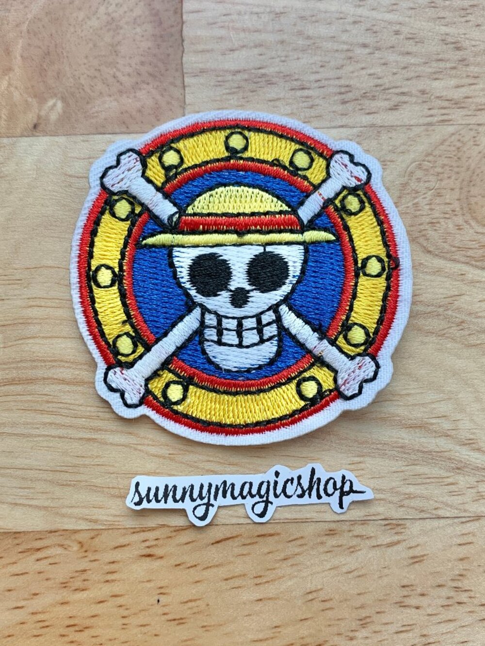 One Piece Anime Embroidered Patch Jolly Roger Strawhat Skull Logo Outlined